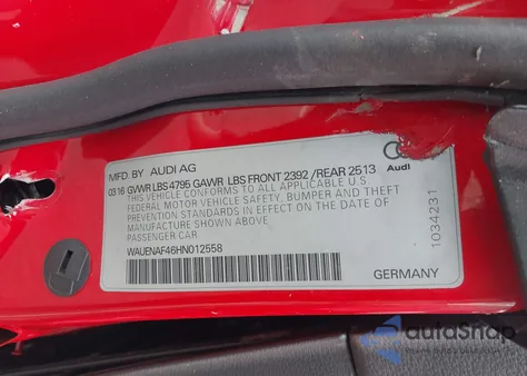 2017 Audi A4 2.0T Premium from USA, damaged, VIN WAUENAF46HN012558